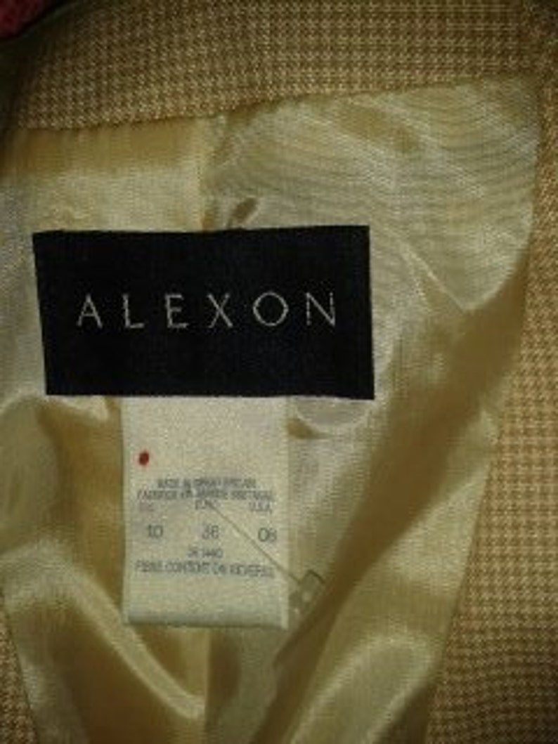 Vintage skirt suit by Alexon Pink Cream checked skirt Jacket Suit wool silk mix UK 10 Size Small image 4