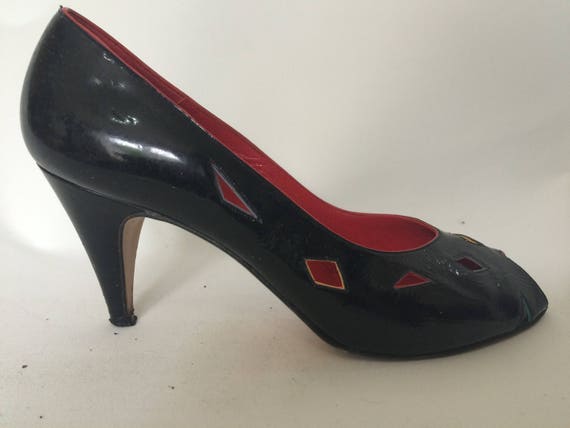 Vintage shoes 80s Bally Made in England black pat… - image 2