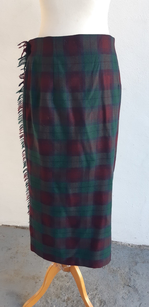 Vintage wrap skirt by Rafaella green navy red pla… - image 3
