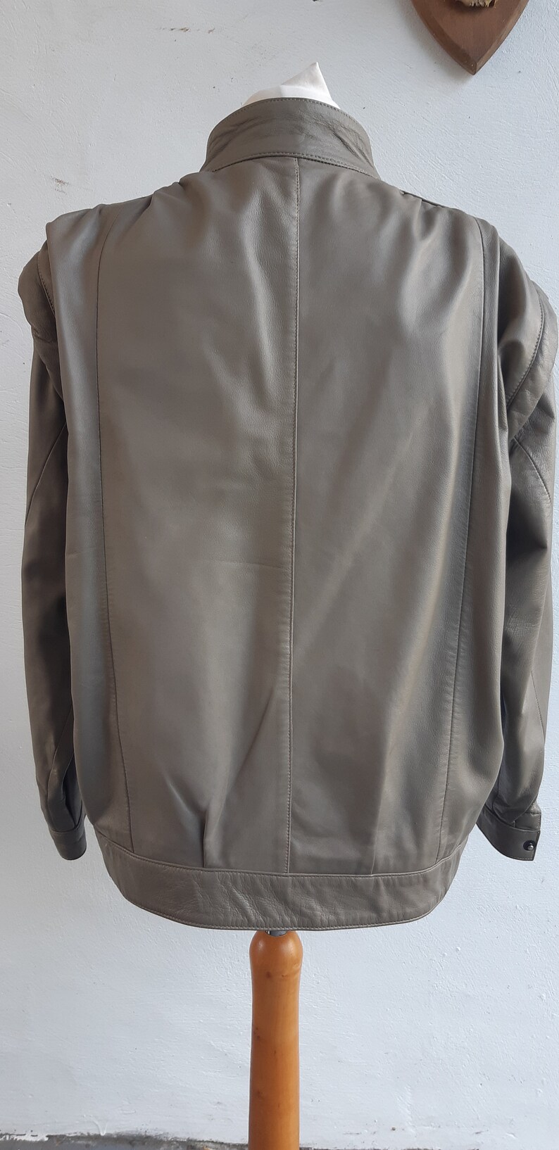 Vintage Leather Jacket 80s Taupe Leather Jacket Size Medium - Etsy UK