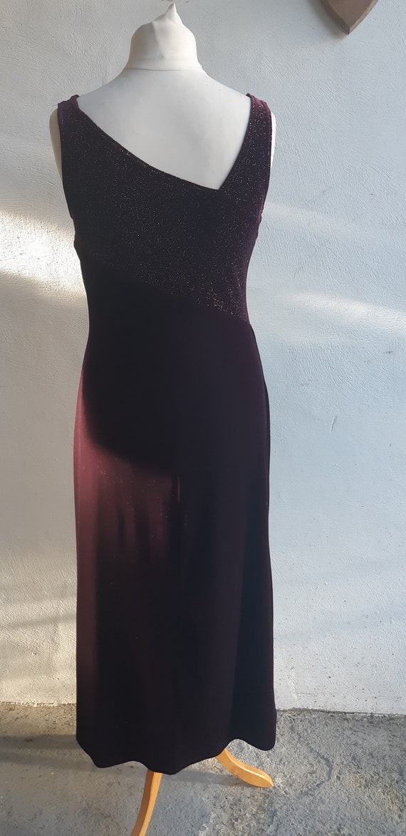 Vintage purple velvet maxi evening dress sleevele… - image 4