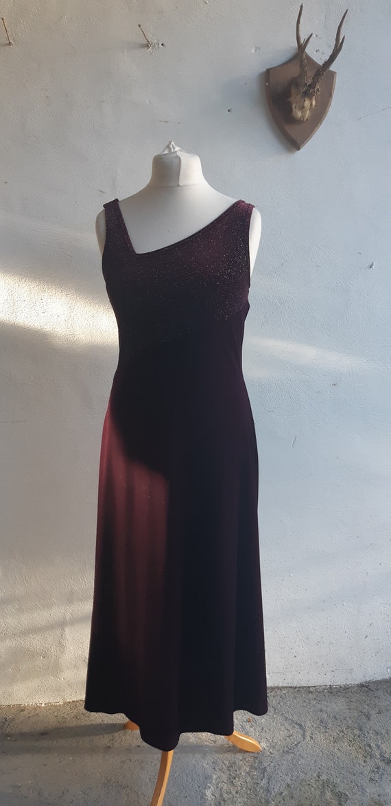 Vintage purple velvet maxi evening dress sleevele… - image 2