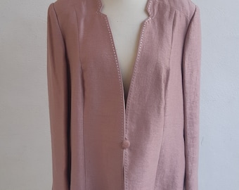 Vintage 1980's light pink Shoulder Padded Jacket Blazer  by Jacques Vert size Large