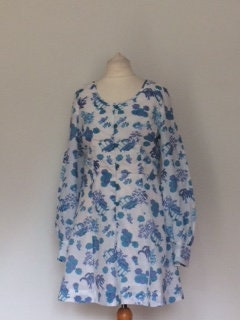 Vintage Sun Dress 1970's Chinese Novelty Print Dress Blue - Etsy UK