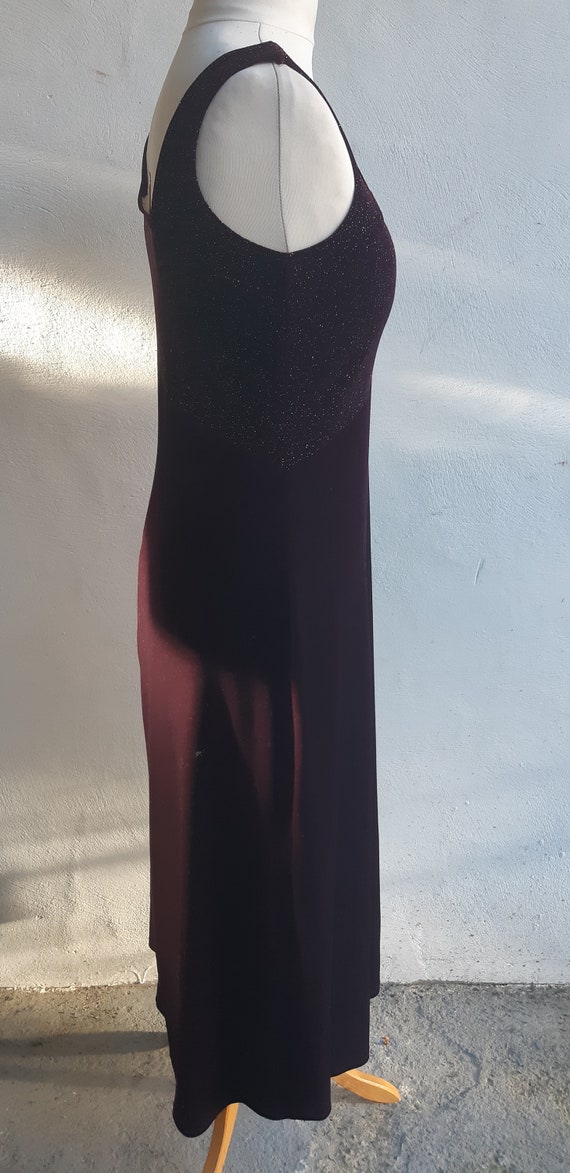 Vintage purple velvet maxi evening dress sleevele… - image 3