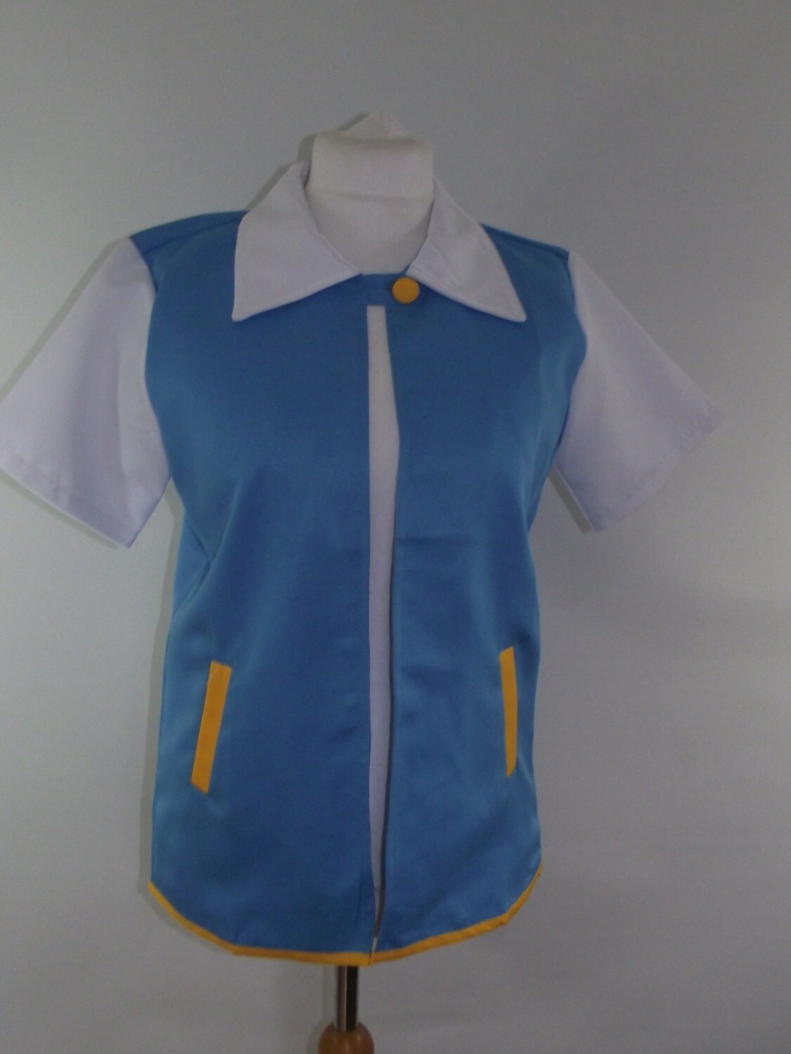 Vintage 60s Bowling Jacket Blue White Yellow Short Sleeves Etsy UK