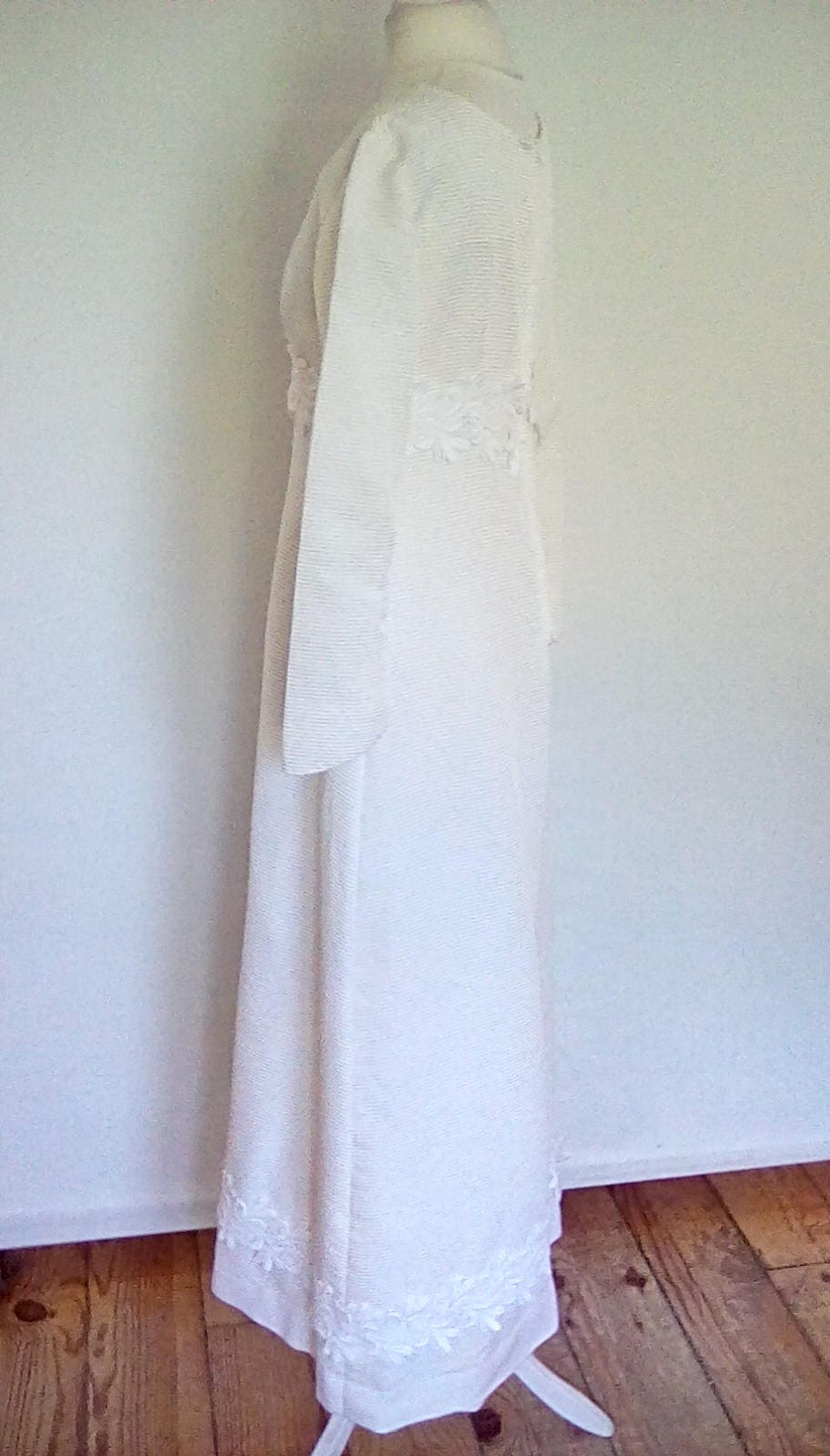 Vintage 50s 60s Cream Wedding Dress With Lace Trim Long - Etsy UK