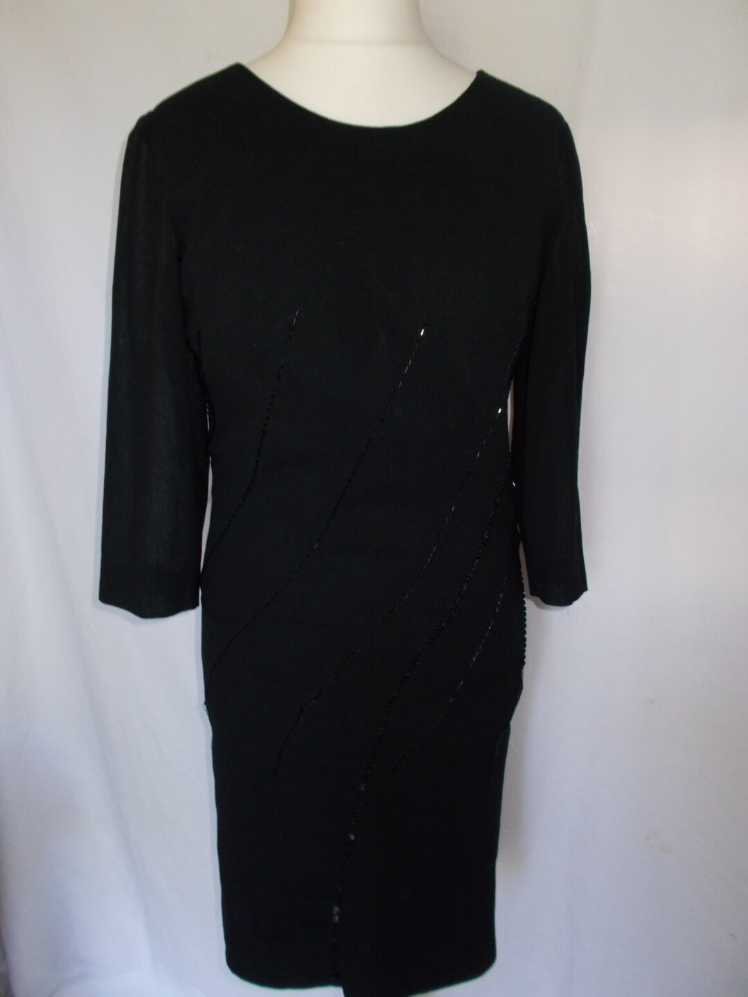 Vintage Black Dress by A Paquerette Model Black Beaded Wiggle - Etsy