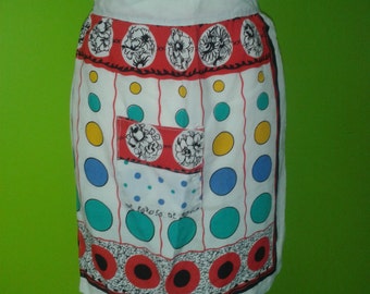 Vintage apron 1950's Housewife half apron with pocket