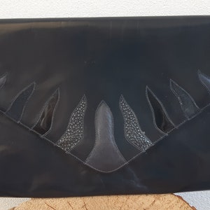 Vintage 80s Valbrenta obermaterial leder navy leather clutch style handbag