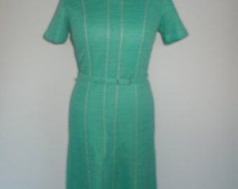 Vintage green dress 60s 70s Ladies Pride dress with belt size medium