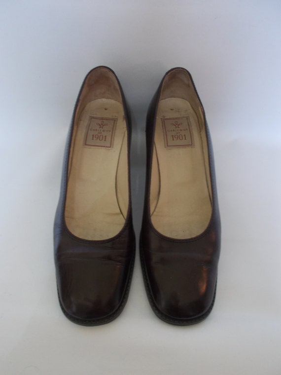 Vintage shoes 90s Cable & Co Brown Leather court shoes pumps | Etsy