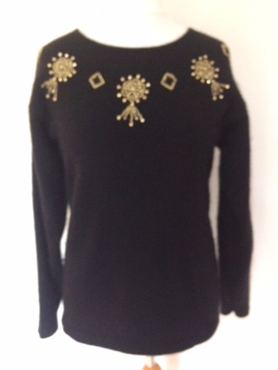 Vintage 80s St Michael sweater jumper top black l… - image 2