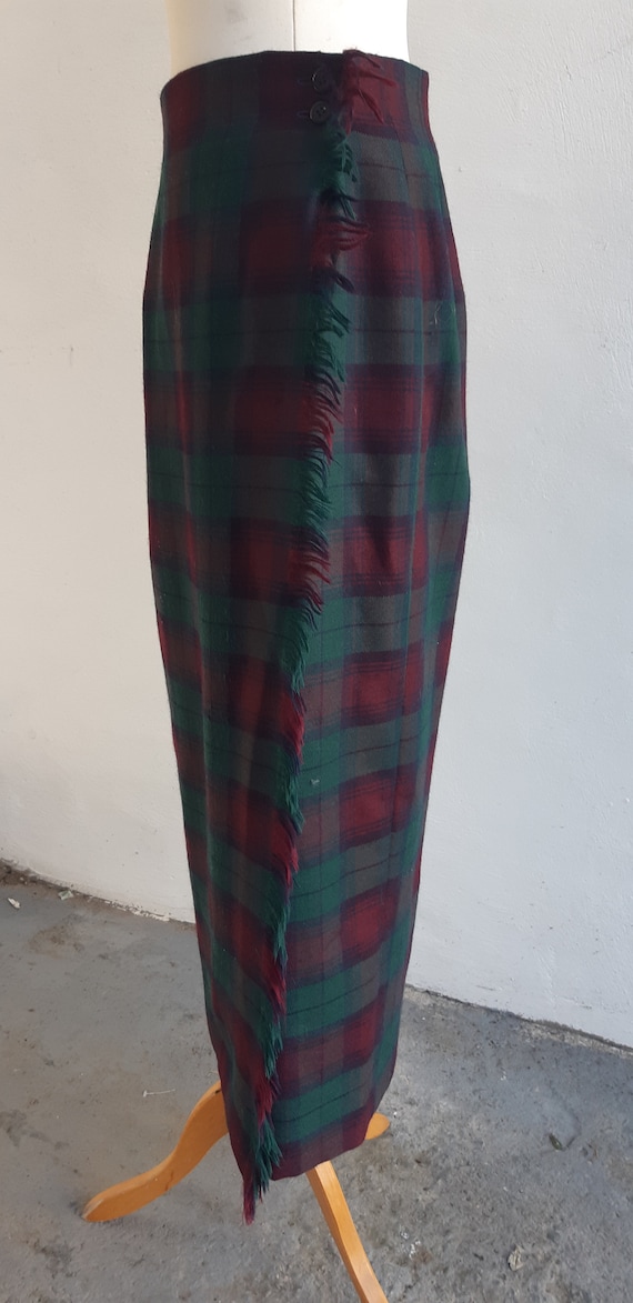 Vintage wrap skirt by Rafaella green navy red pla… - image 2