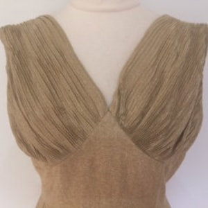 Vintage dress 50s Blanes of London gold metallic thread v neck wiggle pencil dress size medium