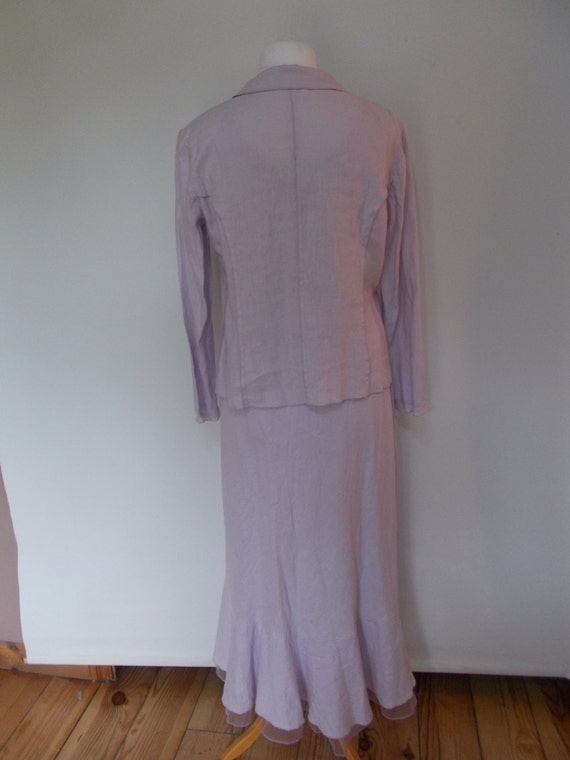 Vintage 90 dress suit by Max Pierre lilac linen b… - image 3