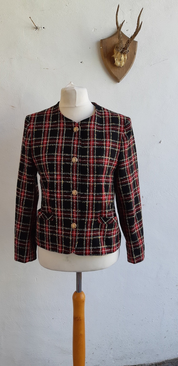 Vintage Collarless Jacket by Studio Deered Black Wool Mix Vintage Collarless Jacket by Studio Deered Black Wool Mix