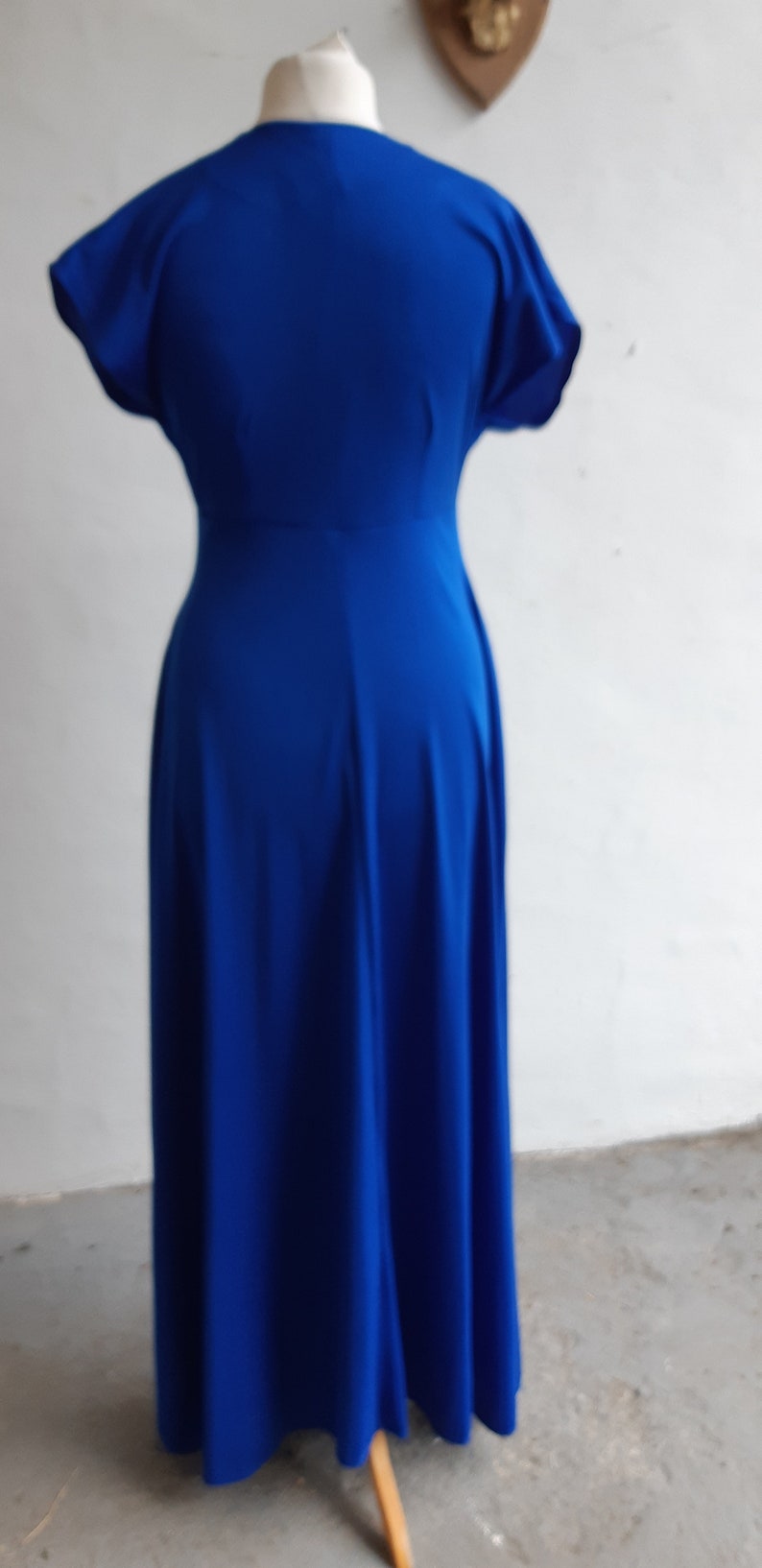 Vintage Full Length 70s Evening Dress Blue Maxi Dress With Etsy UK