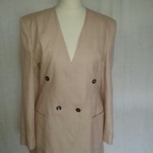 Vintage skirt suit by Alexon Pink Cream checked skirt Jacket Suit wool silk mix UK 10 Size Small image 2