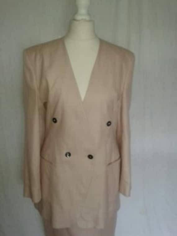 Vintage skirt suit by Alexon Pink Cream checked s… - image 2