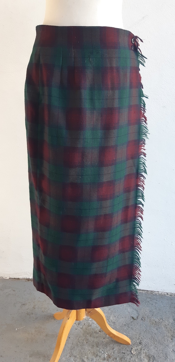 Vintage wrap skirt by Rafaella green navy red pla… - image 1