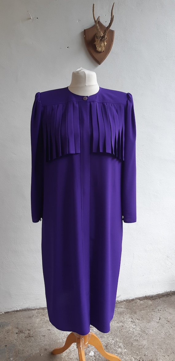 Vintage Frank Usher 80s dress purple pleated dress