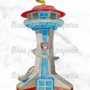 Clipart della torre di avvistamento di Paw P - Clipart ad acquerello disegnato e dipinto a mano