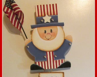 Uncle Sam Welcome, USA, Patriotic, Flag, Forth of July, Door Hanger, Wall decoration