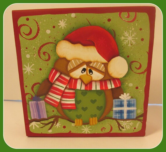 Owl Wood Block Etsy
