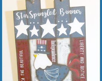 Star Spangled Banner Rooster Wall plaque, USA, Patriotic, Door Decor,