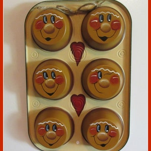 Hand painted Gingerbread Muffin Tin