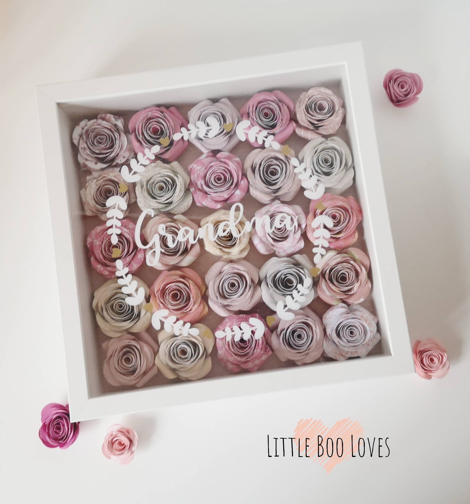 Personalised Paper Flower Box Frame Mothers Day Gift Etsy