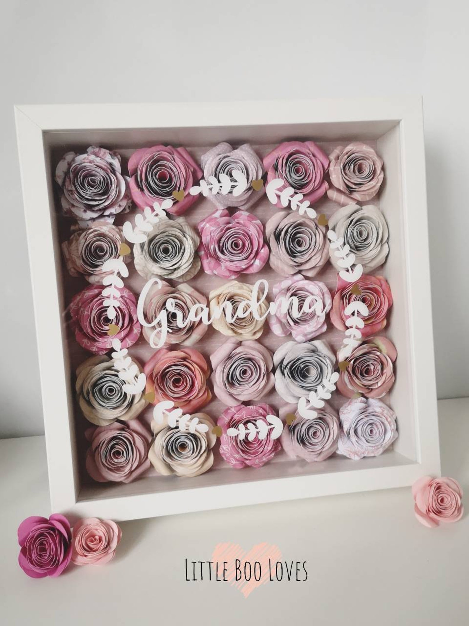 Personalised Paper Flower Box Frame Mothers Day Gift Etsy
