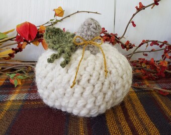 White Pumpkins, Crochet Pumpkin, Fall Decor, Wool Pumpkins, Yarn Pumpkin, Rustic Pumpkins, Thanksgiving Table Decor, Fall Housewarming Gift