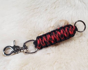 Red and Black Paracord KEY Fob, Keychain, Lanyard with Large Durable Clasp and Solid ring to attach KEYS ***Ready to SHIP