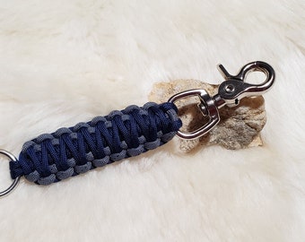 Navy Gray Keychain, Paracord Keychain, Custom Keychain, Key Lanyard, Personalized Keychain,  Keychain for Men, keychain for women, key clip