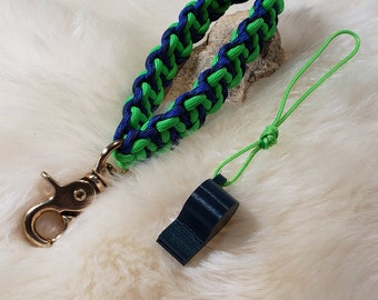 Paracord Key Wristlet Fob Keychain Lanyard Large Durable SOLID Brass Clasp with Loud Whistle Custom Colors