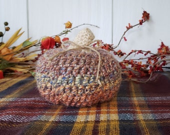 Alpaca Crochet Pumpkin, Rustic Fall Autumn Decor, ONE of a KIND, Heirloom Pumpkin