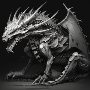 Mythical Dragon - Black Background