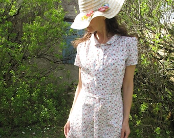 Valentine floral cotton dress- 1930’s inspired dress- Vintage style dress
