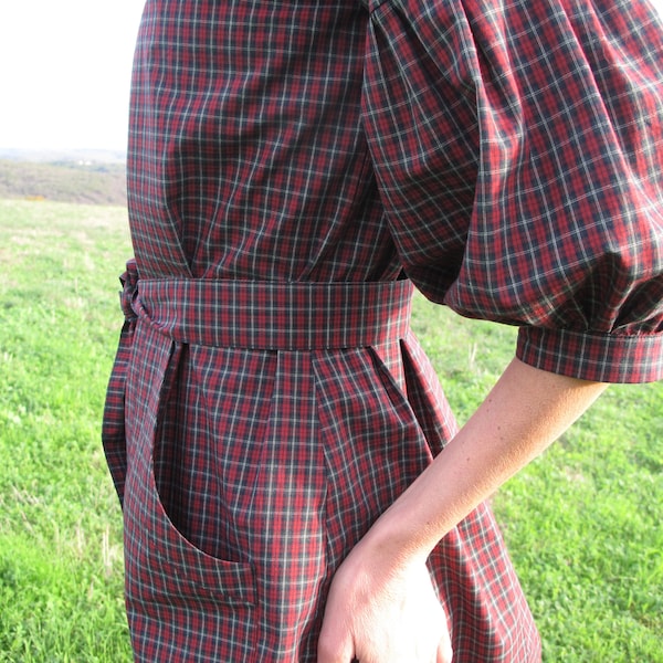 Robe Celestine tartan - Manches bouffantes