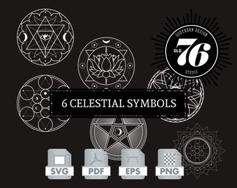 Símbolos celestiales svg, Chakras svg, eps, pdf, png