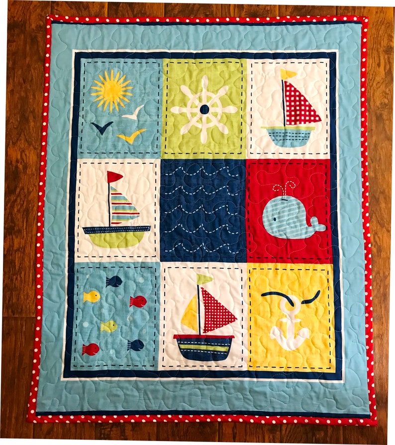 Nautical Sailboat Sailing Away 36wx44l Baby Crib Etsy
