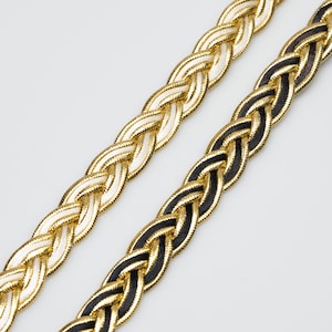 Vintage Gimp Braid Trim 1 Yard: Gold White/ Gold Black (50603006,07)