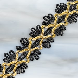 Vintage Gold Black Gimp Trim 1 Yard 50603001