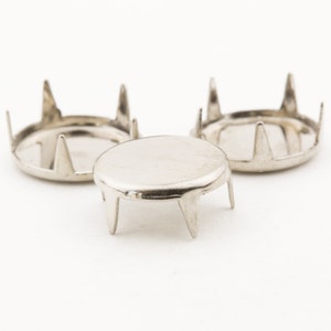 Vintage Nailheads 9mm Round Flat Spot SILVER Prong Studs 25pcs for Leather Craft and other Crafts 70101006