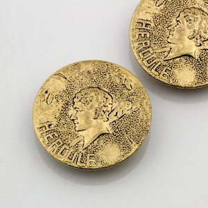 Vintage Brass Cuff Buttons Greek Hercules Warrior Motif/ Button Cover  26mm 13001004