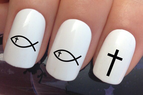 Items similar to nail decals #616 religious christian cross and ...