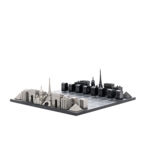 Jeu d'échecs Skyline en acier inoxydable - Édition Paris
