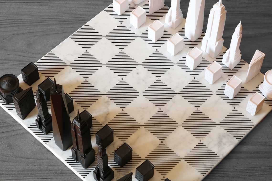 New York City Architectural Chess Set Etsy